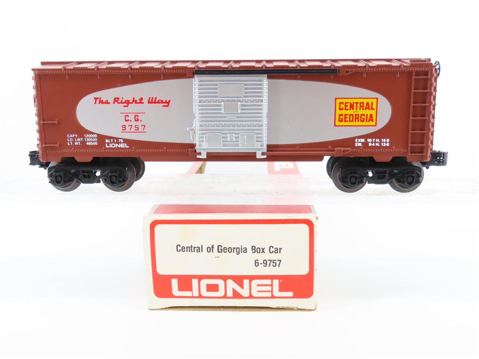 O Gauge 3-Rail Lionel 6-9757 CG Central of Georgia "The Right Way" Box Car #9757