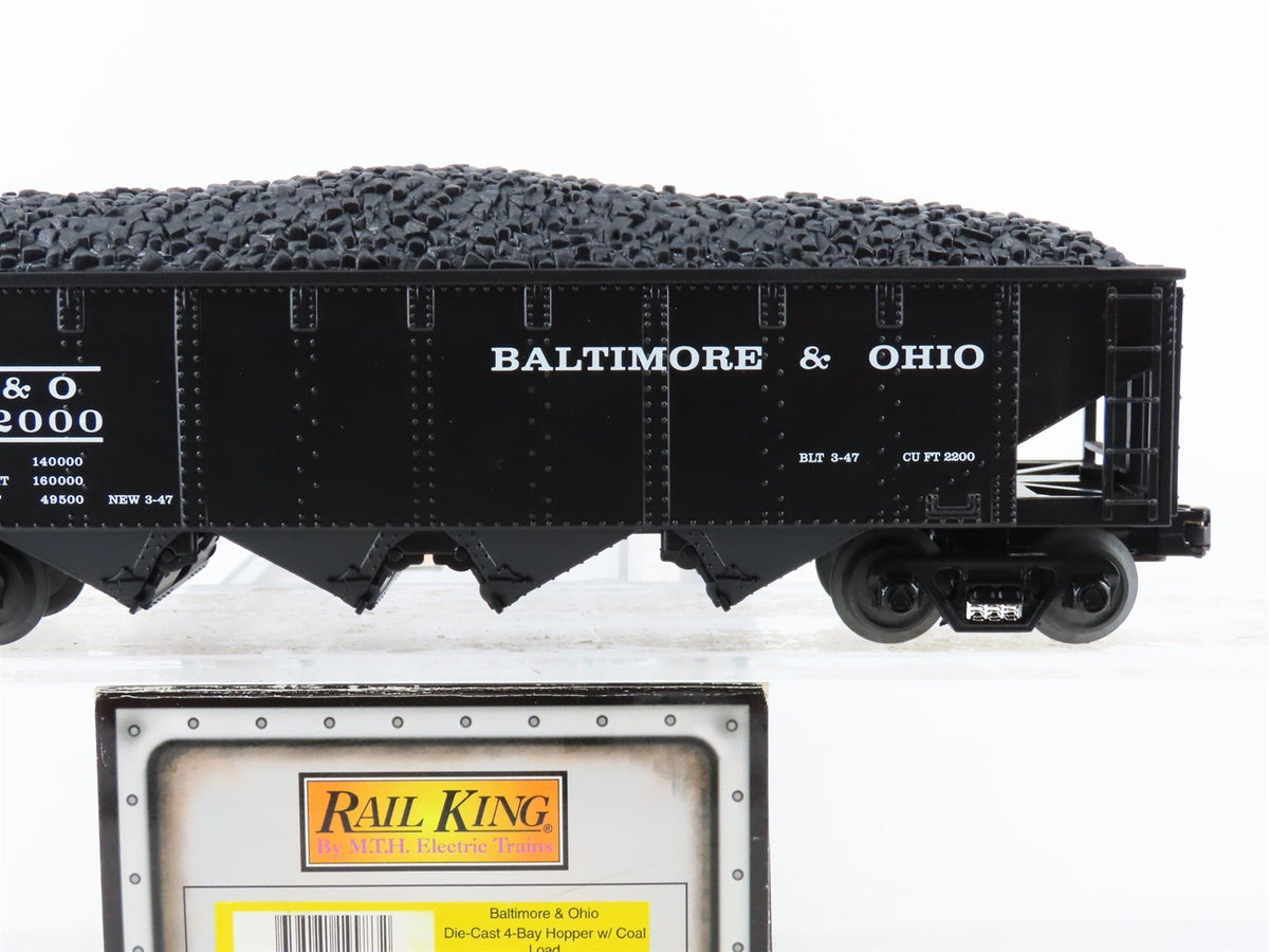 O Gauge 3-Rail MTH Rail King #30-8001 Die-Cast B&amp;O 4-Bay Hopper #532000 w/ Load