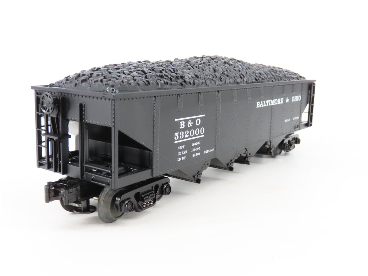 O Gauge 3-Rail MTH Rail King #30-8001 Die-Cast B&amp;O 4-Bay Hopper #532000 w/ Load