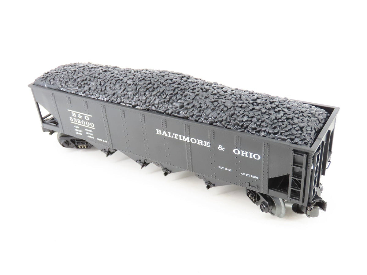 O Gauge 3-Rail MTH Rail King #30-8001 Die-Cast B&amp;O 4-Bay Hopper #532000 w/ Load