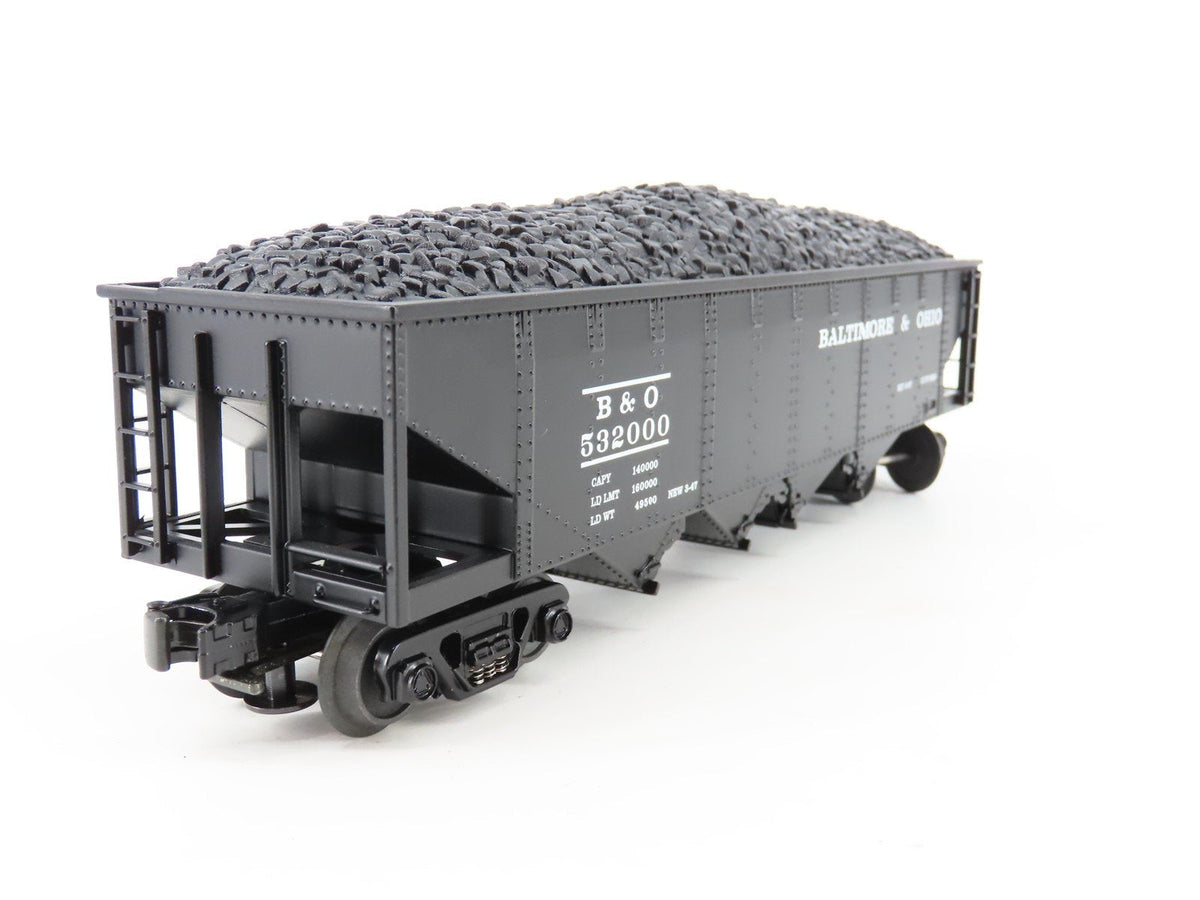 O Gauge 3-Rail MTH Rail King #30-8001 Die-Cast B&amp;O 4-Bay Hopper #532000 w/ Load