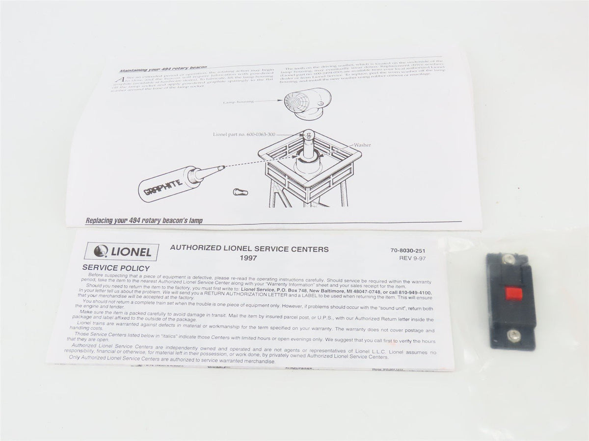 O 1/48 Scale Lionel 6-12966 Metal Operating Rotary Aircraft Beacon Tower