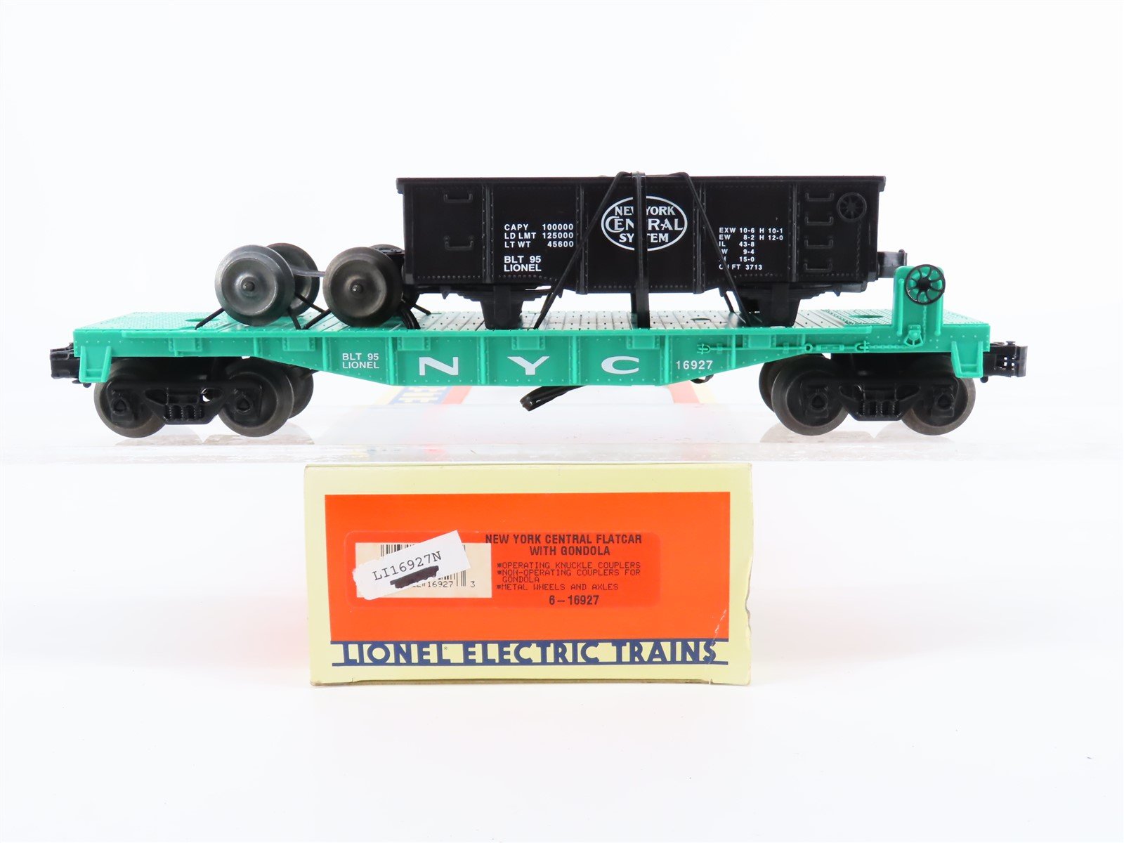 O Gauge 3-Rail Lionel #6-16927 NYC New York Central Flat Car w/ Gondola