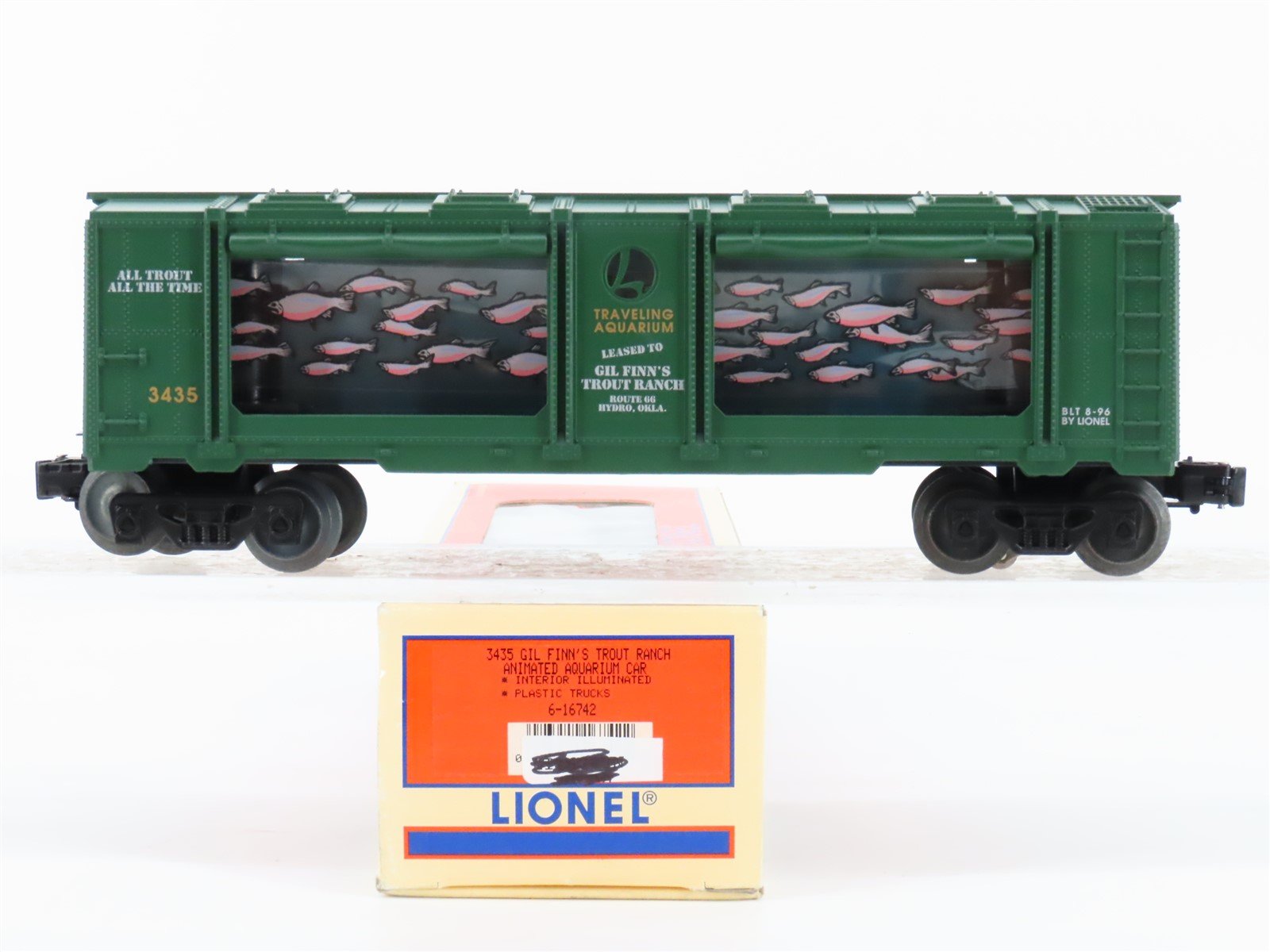 O Gauge 3-Rail Lionel 6-16742 Gil Finn's Trout Ranch Animated Aquarium Car #3435