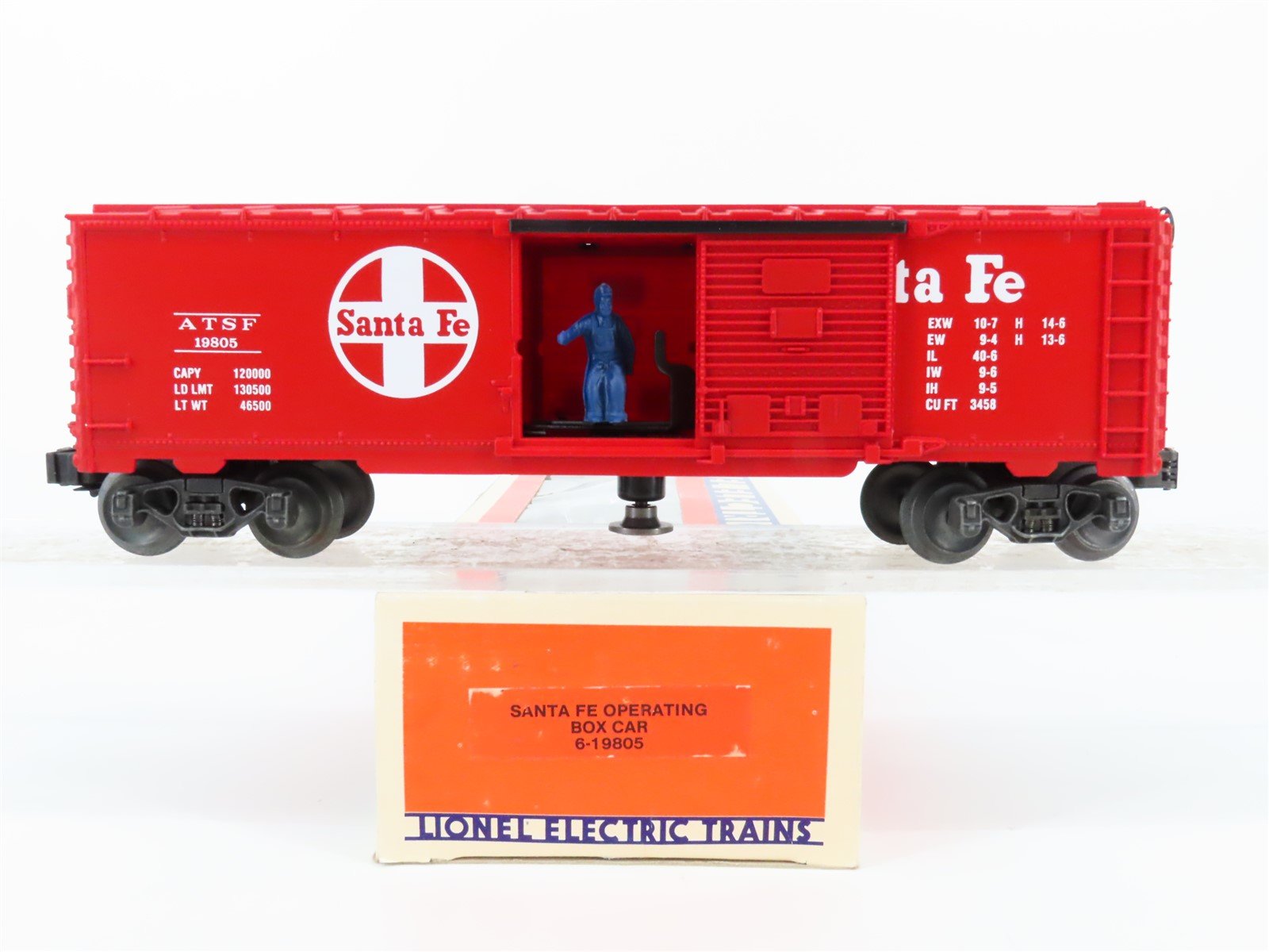 O Gauge 3-Rail Lionel 6-19805 ATSF Santa Fe Operating Single Door Box Car #19805