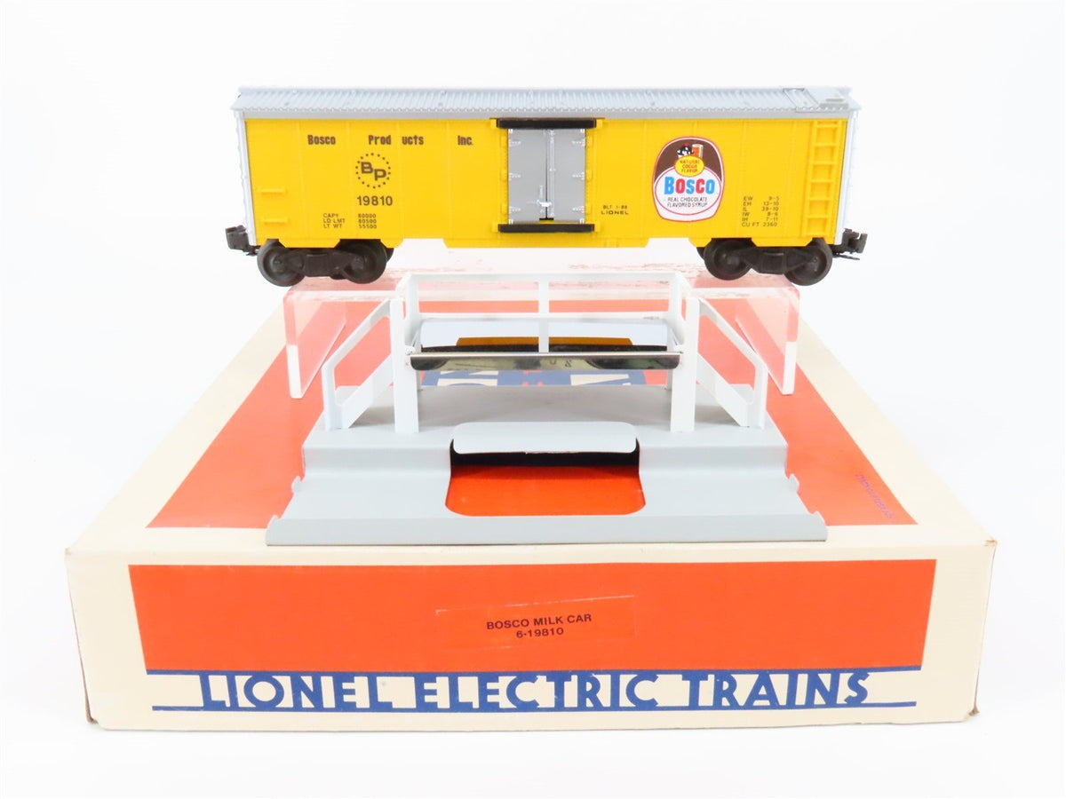 O Gauge 3-Rail Lionel 6-19810 BP Bosco Operating Milk Car #19810 w/ Platform