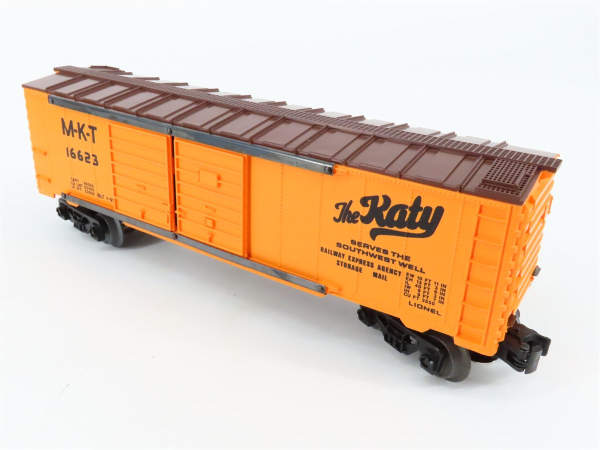 O Gauge 3-Rail Lionel 6-16623 M-K-T Katy Double Door Box Car 16623 w/ EOT Device