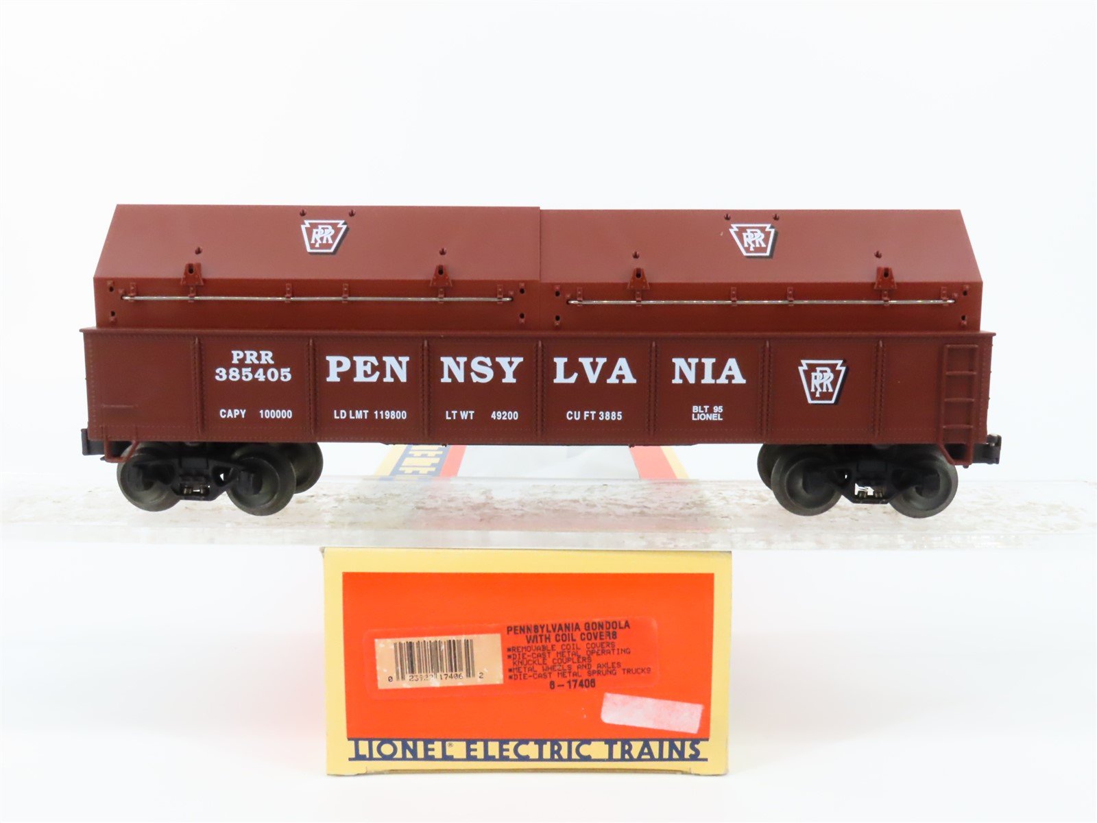 O Gauge 3-Rail Lionel #6-17406 PRR Pennsylvania Gondola w/ Coil Covers #385405