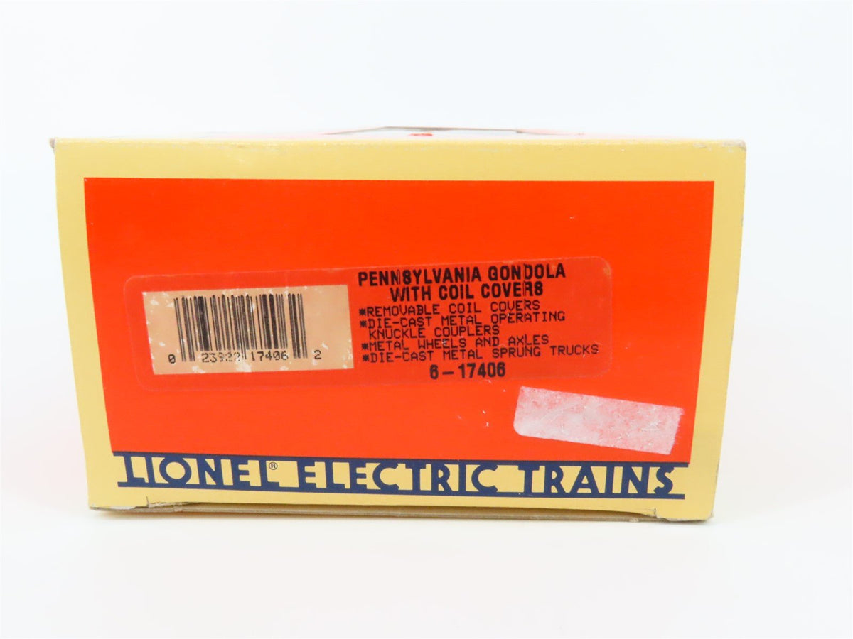 O Gauge 3-Rail Lionel #6-17406 PRR Pennsylvania Gondola w/ Coil Covers #385405