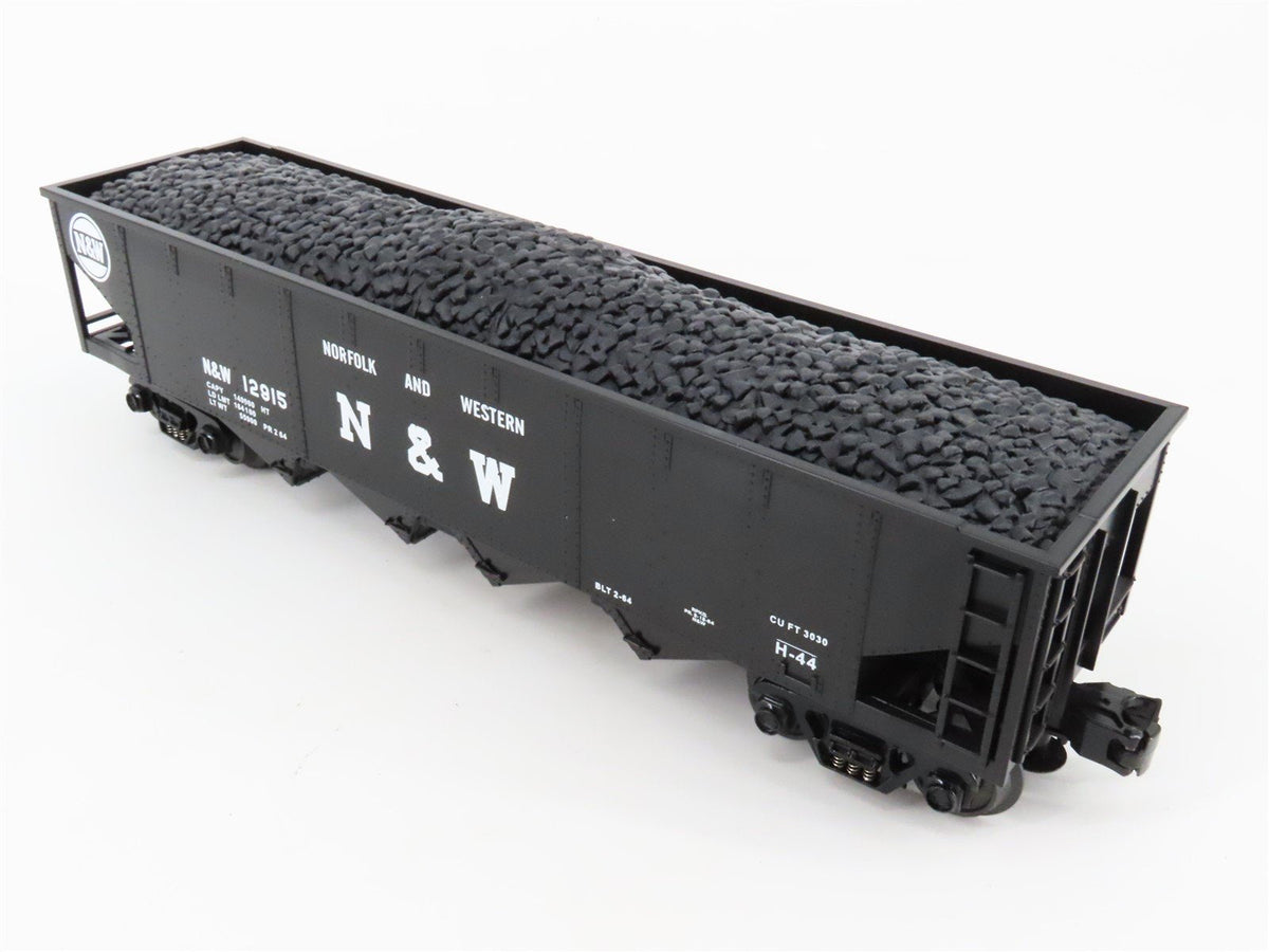 O Gauge 3-Rail MTH Rail King 30-7525 N&amp;W 4-Bay Hopper #12915 w/ Operating Load