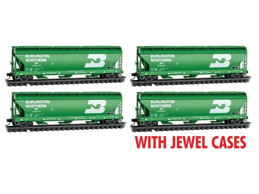 N Micro-Trains MTL 98300226 BN Burlington Northern 3-Bay Covered Hoppers 4-Pack