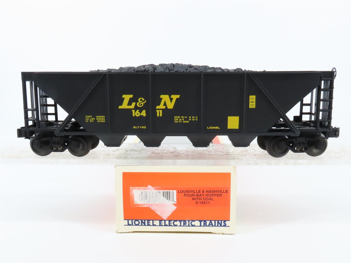 O Gauge 3-Rail Lionel #6-16411 L&amp;N Louisville &amp; Nashville 4-Bay Hopper w/ Load