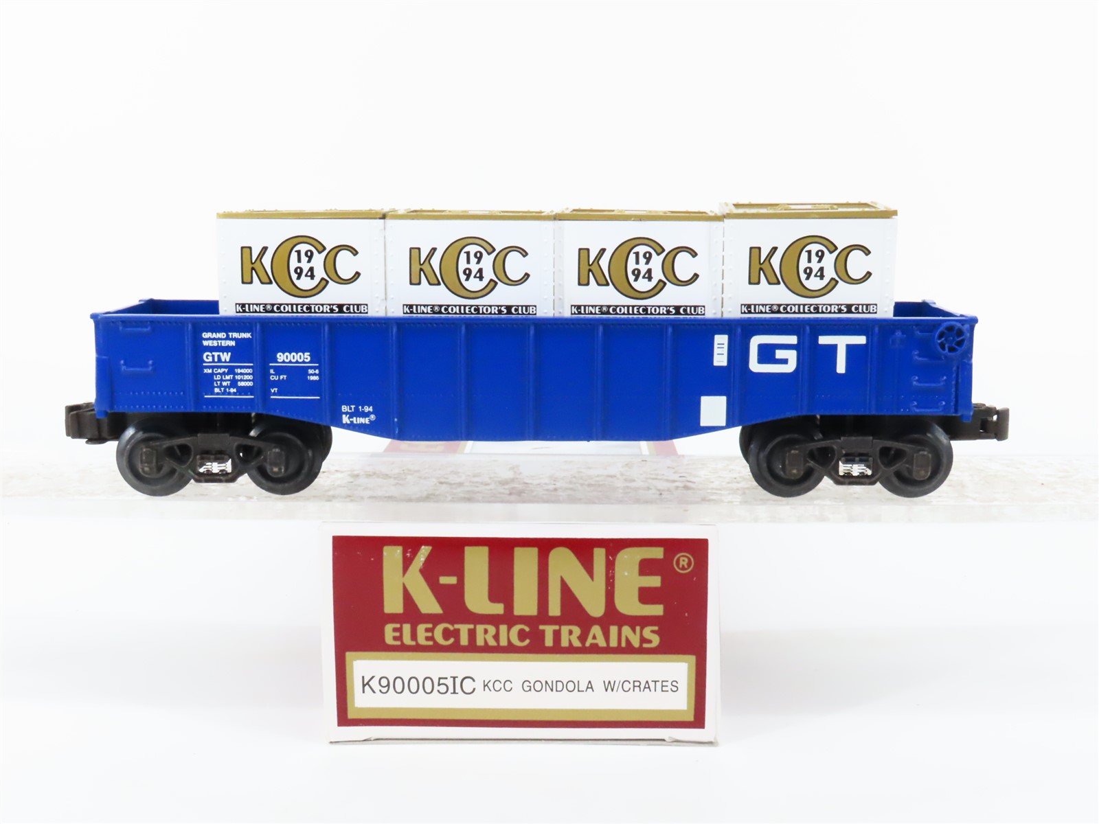 O/O27 Gauge 3-Rail K-Line #K90005 KCC GTW Grand Trunk Western Gondola w/ Crates