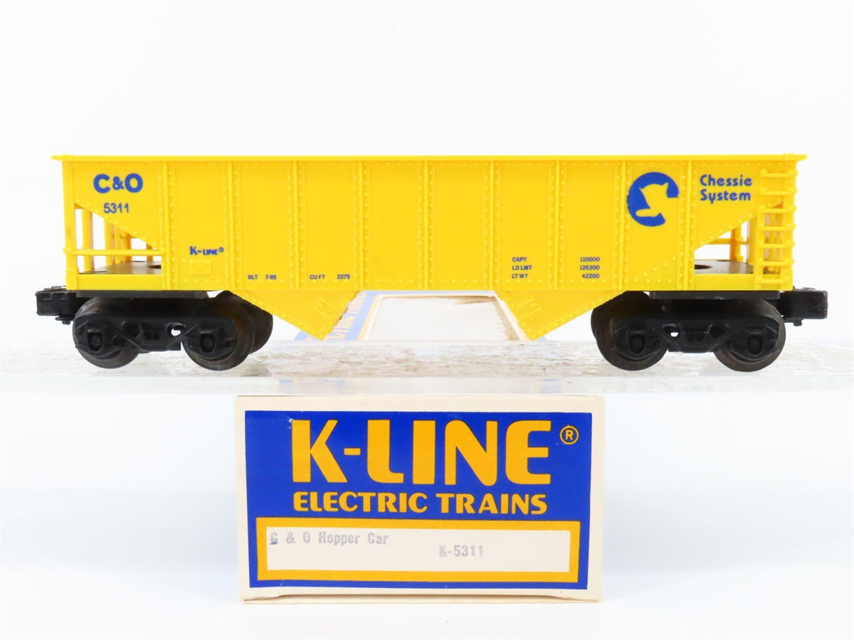 O/O27 Gauge 3-Rail K-Line #K-5311 C&amp;O Chessie System 2-Bay Open Hopper #5311