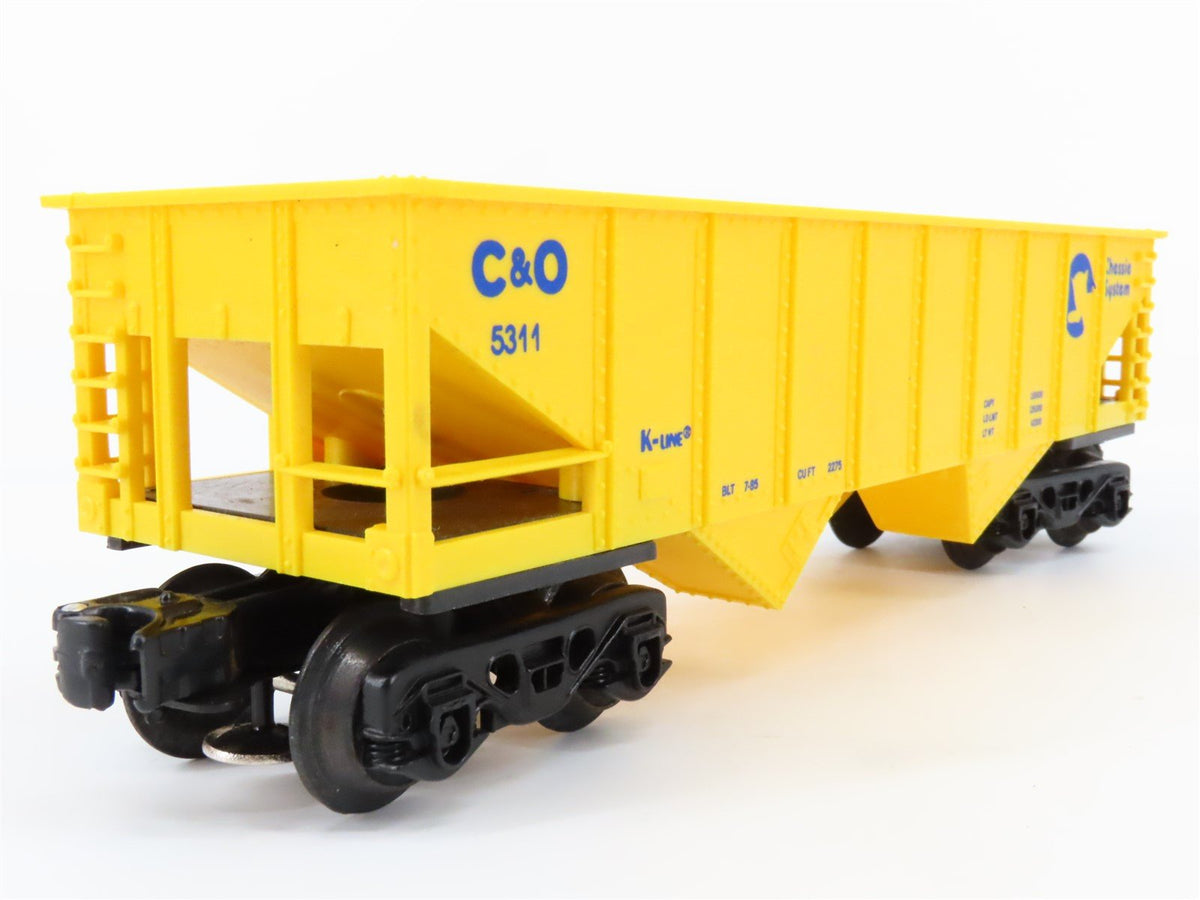 O/O27 Gauge 3-Rail K-Line #K-5311 C&amp;O Chessie System 2-Bay Open Hopper #5311