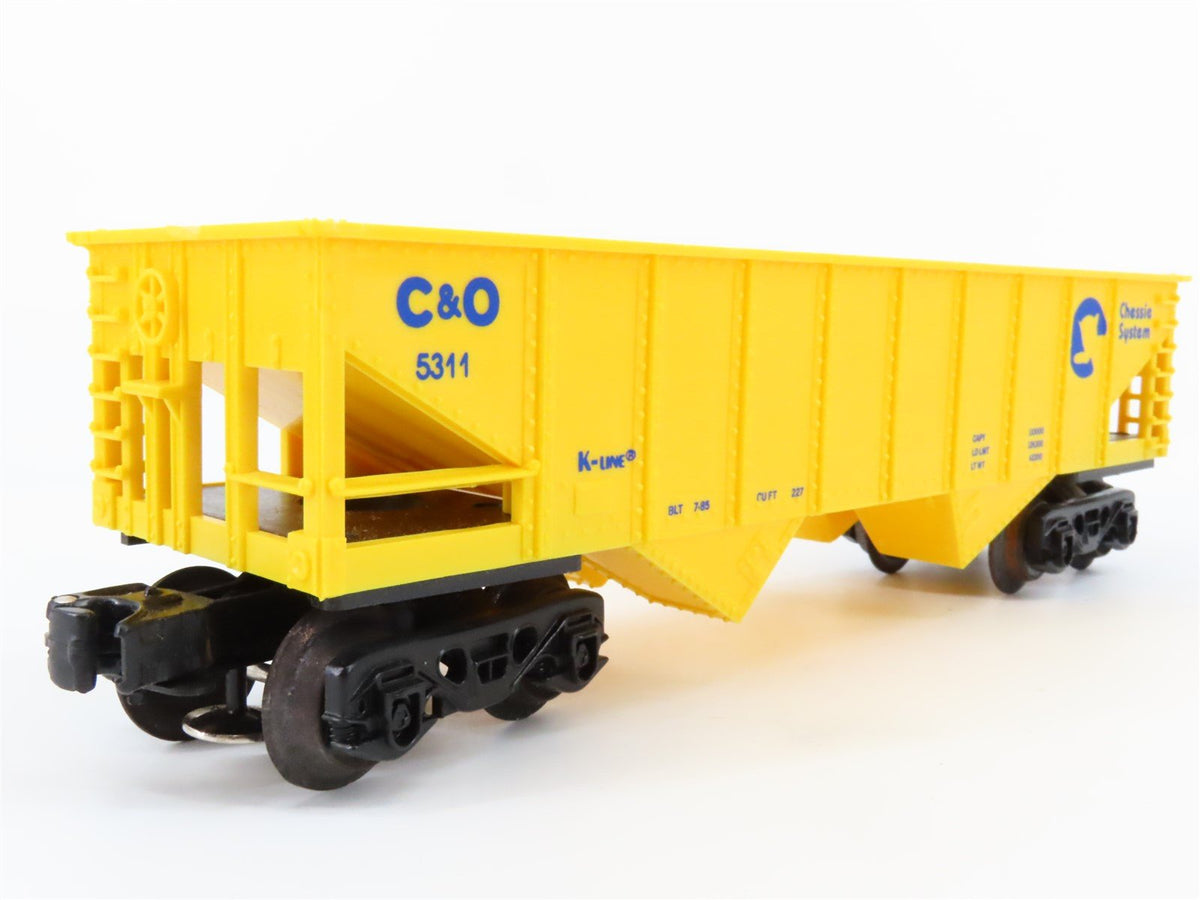 O/O27 Gauge 3-Rail K-Line #K-5311 C&amp;O Chessie System 2-Bay Open Hopper #5311