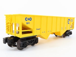 O/O27 Gauge 3-Rail K-Line #K-5311 C&O Chessie System 2-Bay Open Hopper #5311