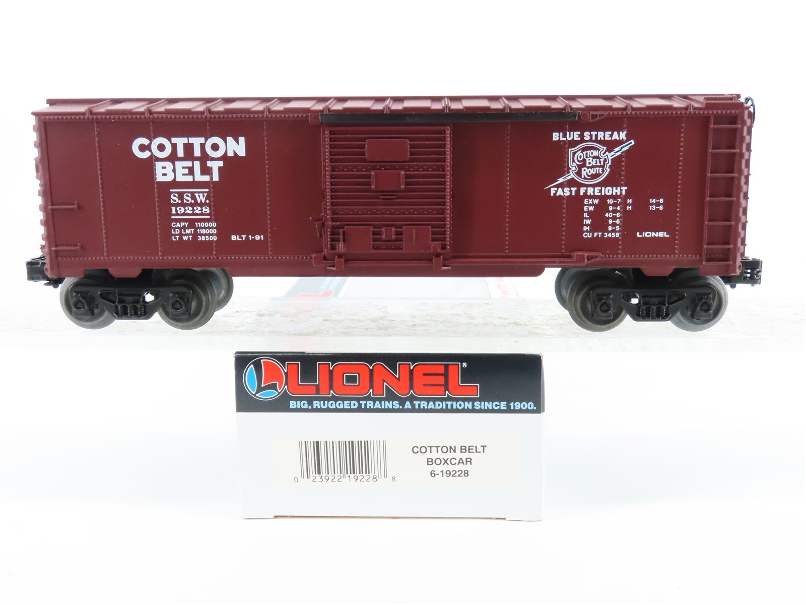 O Gauge 3-Rail Lionel 6-19228 SSW Cotton Belt Single Door Box Car #19228