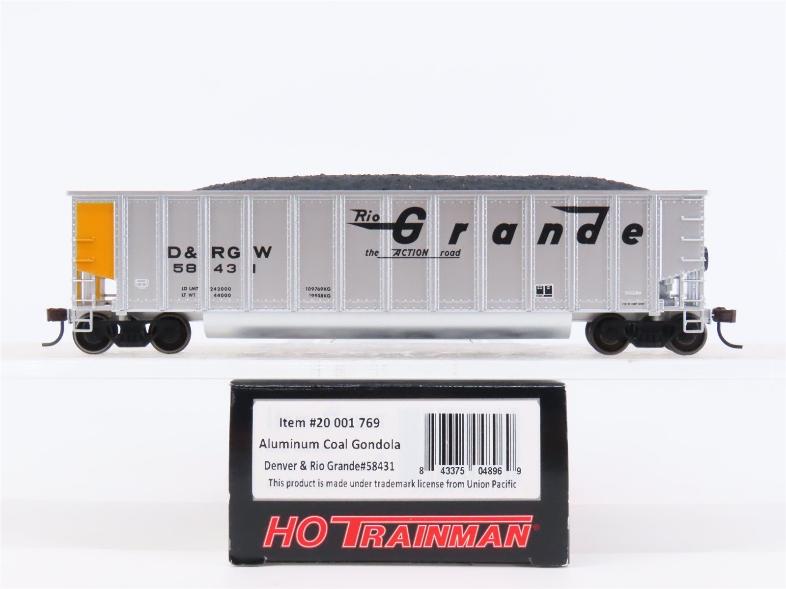 HO Scale Atlas Trainman 20001769 D&RGW Rio Grande Aluminum Gondola #58431 w/Coal