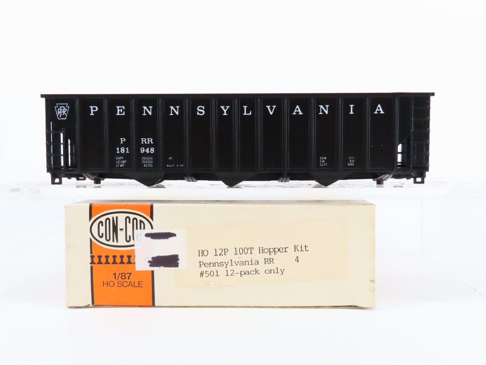 HO Scale Con-Cor Kit #501 PRR Pennsylvania 3-Bay Open Hopper #181948