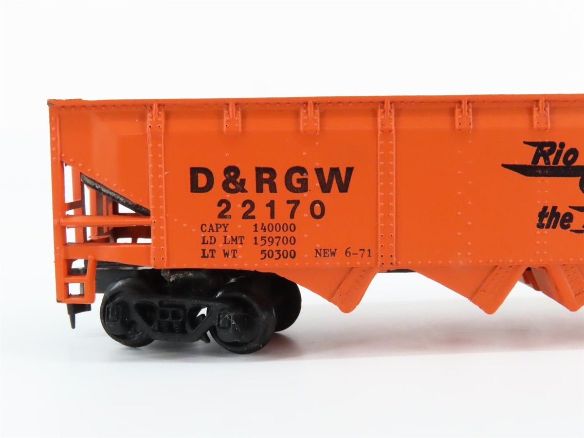 HO Scale AHM 5460L D&amp;RGW Rio Grande 4-Bay Open Hopper #22170