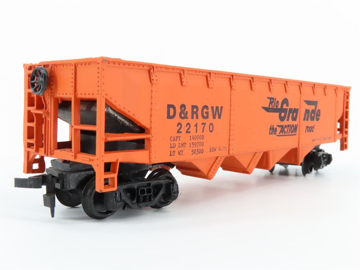 HO Scale AHM 5460L D&amp;RGW Rio Grande 4-Bay Open Hopper #22170