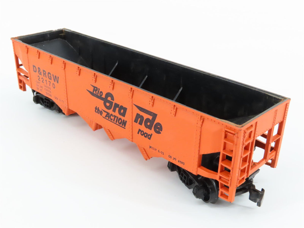 HO Scale AHM 5460L D&amp;RGW Rio Grande 4-Bay Open Hopper #22170