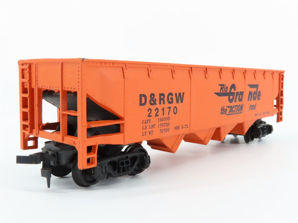 HO Scale AHM 5460L D&amp;RGW Rio Grande 4-Bay Open Hopper #22170