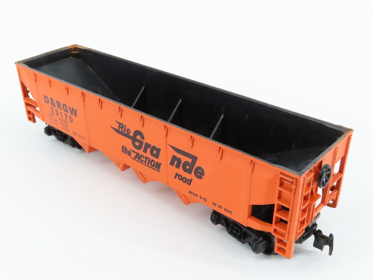 HO Scale AHM 5460L D&amp;RGW Rio Grande 4-Bay Open Hopper #22170