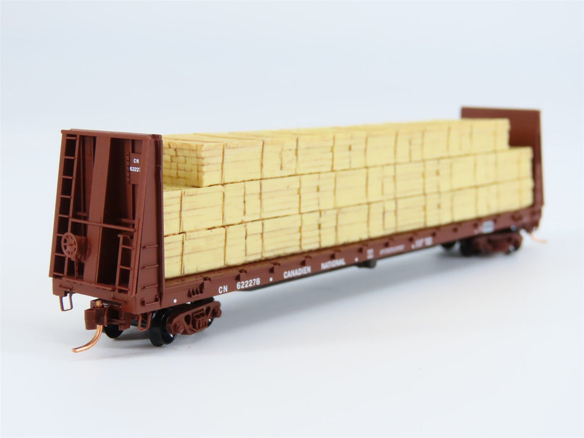 N Micro-Trains MTL 54140 CN Canadian National Bulkhead Flat Car #622278 w/ Load