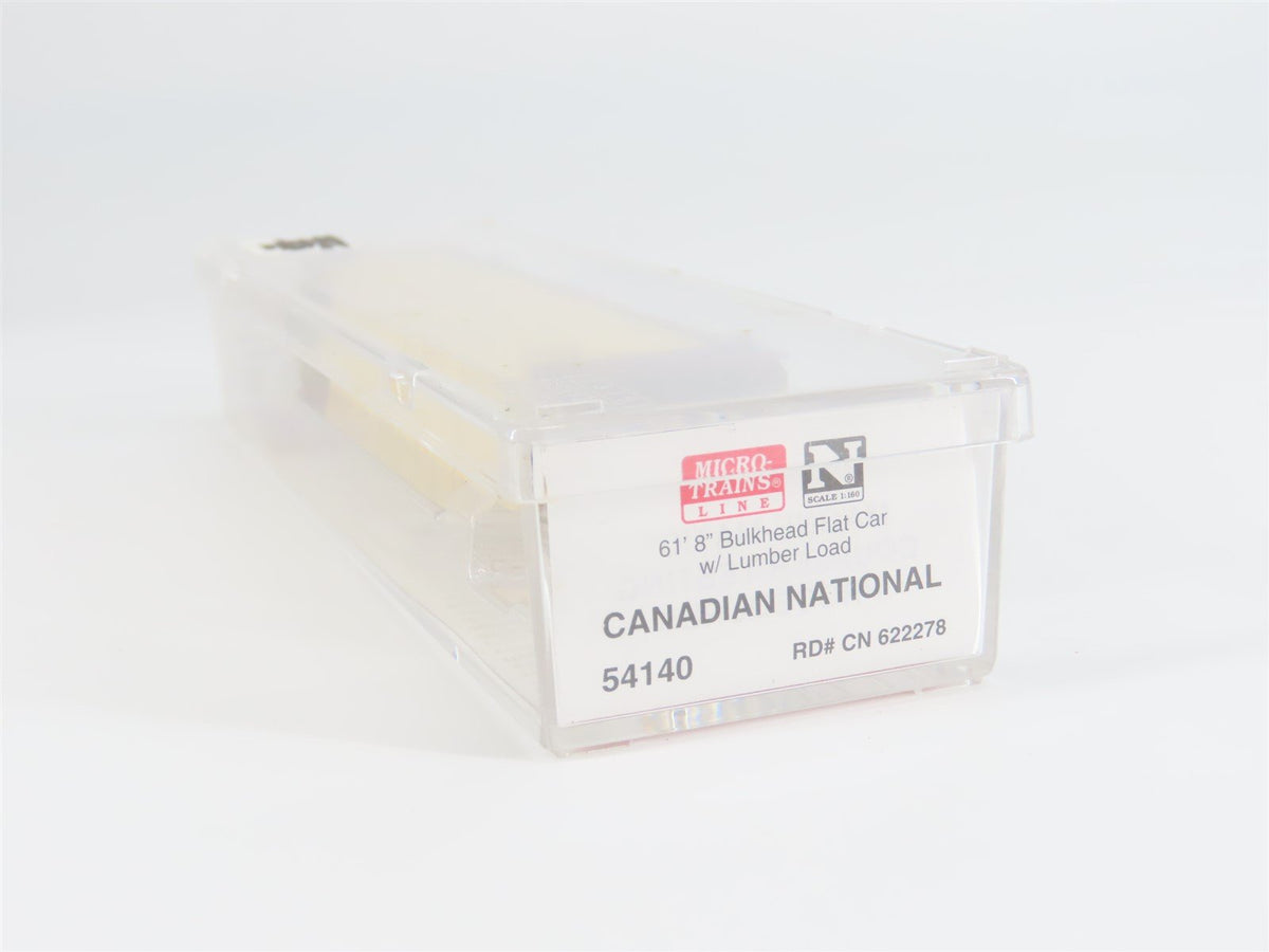 N Micro-Trains MTL 54140 CN Canadian National Bulkhead Flat Car #622278 w/ Load