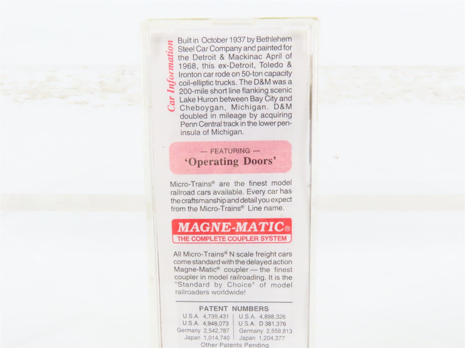 N Micro-Trains MTL 79030 D&M Detroit & Mackinac 50' Wagon Top Box Car #3440