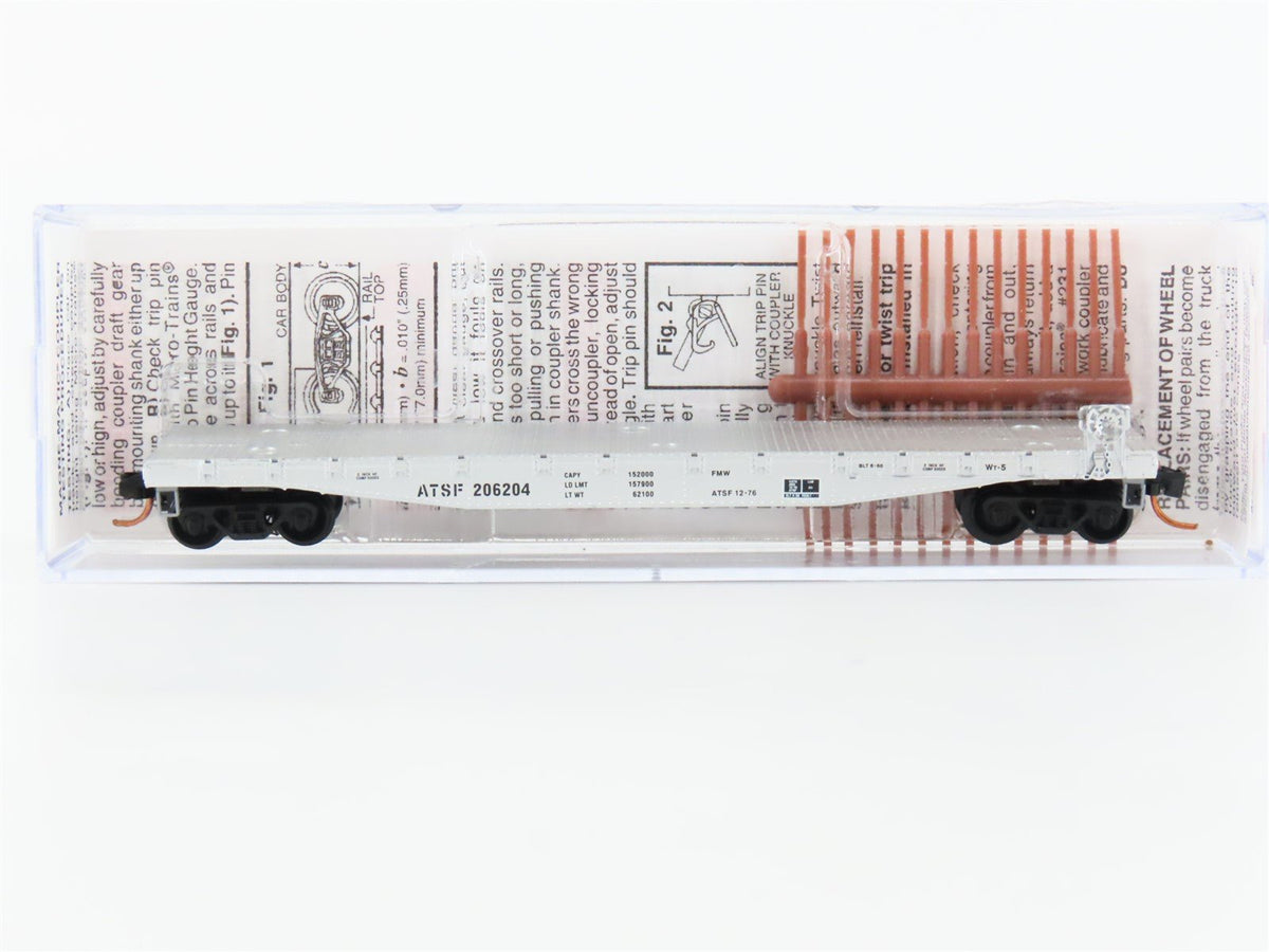 N Scale Micro-Trains MTL 04500300 ATSF Santa Fe 50&#39; Fishbelly Flatcar #206204