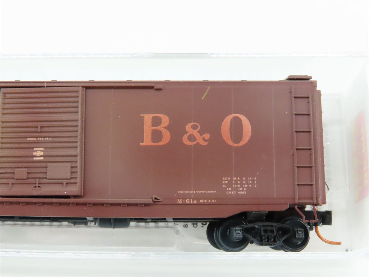 N Micro-Trains MTL 03144390 B&amp;O Baltimore &amp; Ohio 50&#39; Box Car #299202 - Weathered