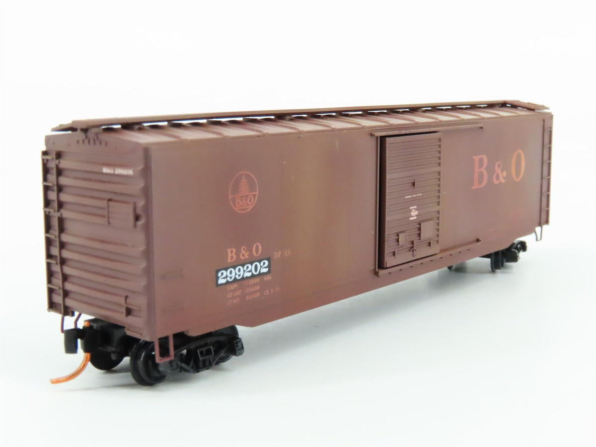 N Micro-Trains MTL 03144390 B&amp;O Baltimore &amp; Ohio 50&#39; Box Car #299202 - Weathered