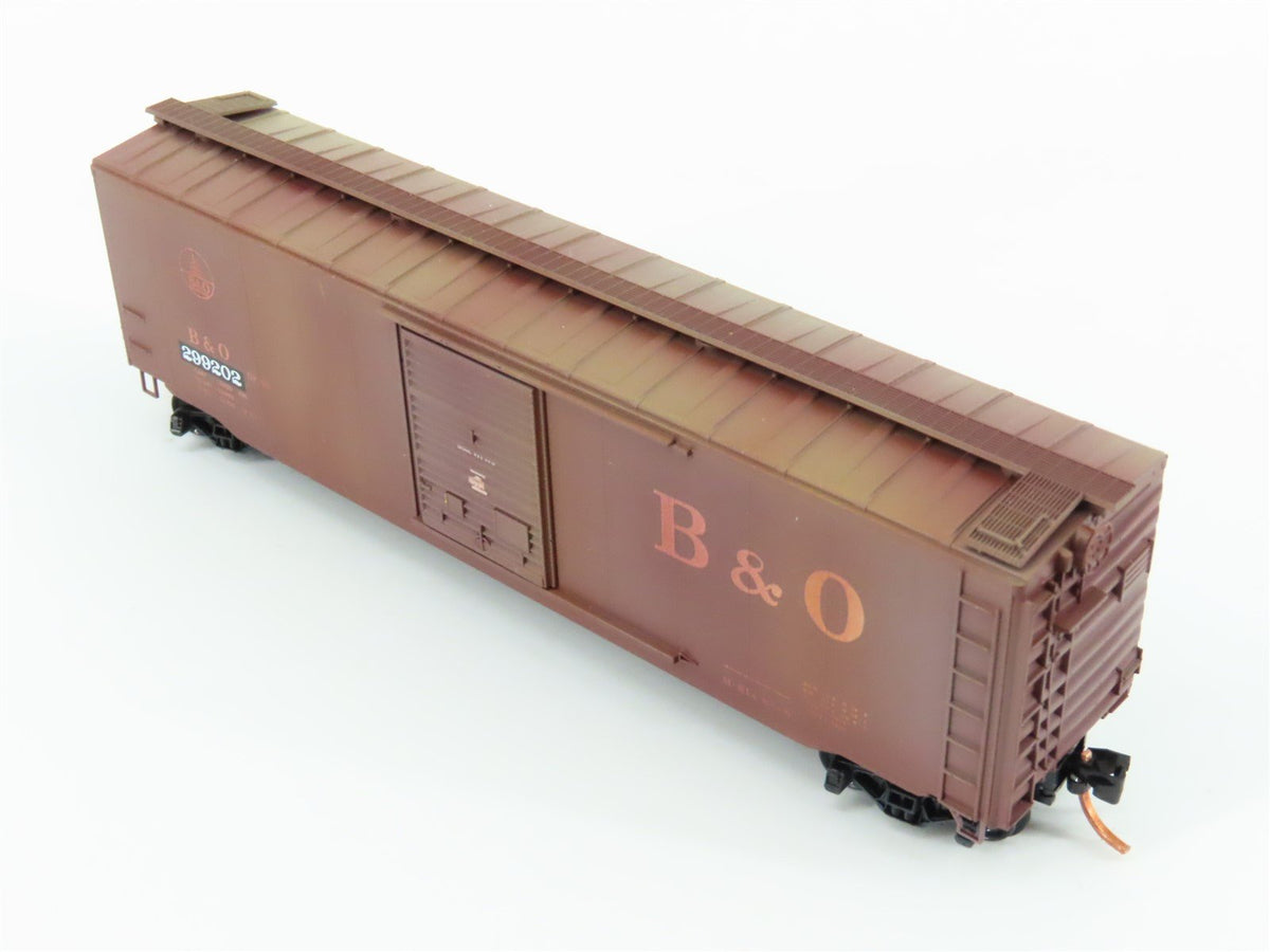 N Micro-Trains MTL 03144390 B&amp;O Baltimore &amp; Ohio 50&#39; Box Car #299202 - Weathered