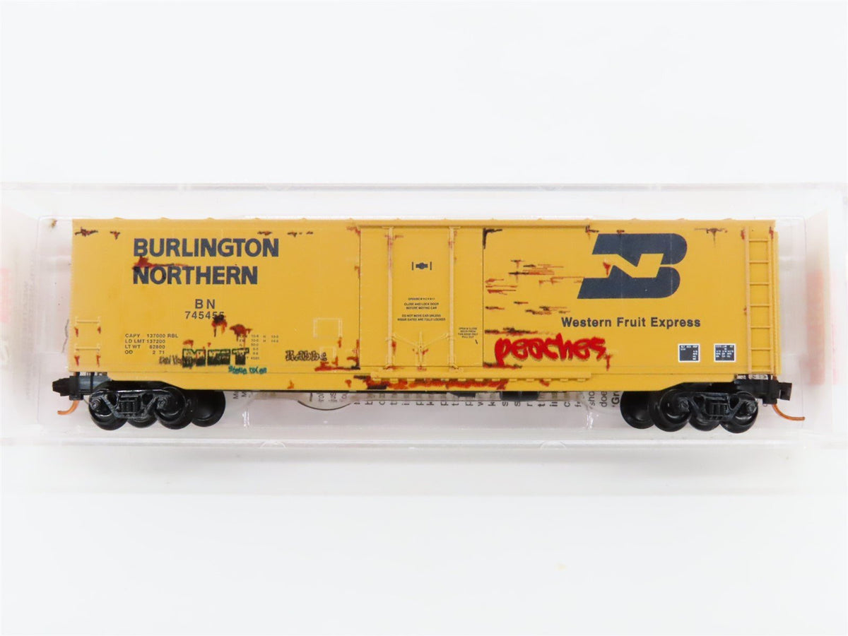 N Scale Micro-Trains MTL 03844162 BN 50&#39; Plug Door Box Car #745455 w/ Graffiti