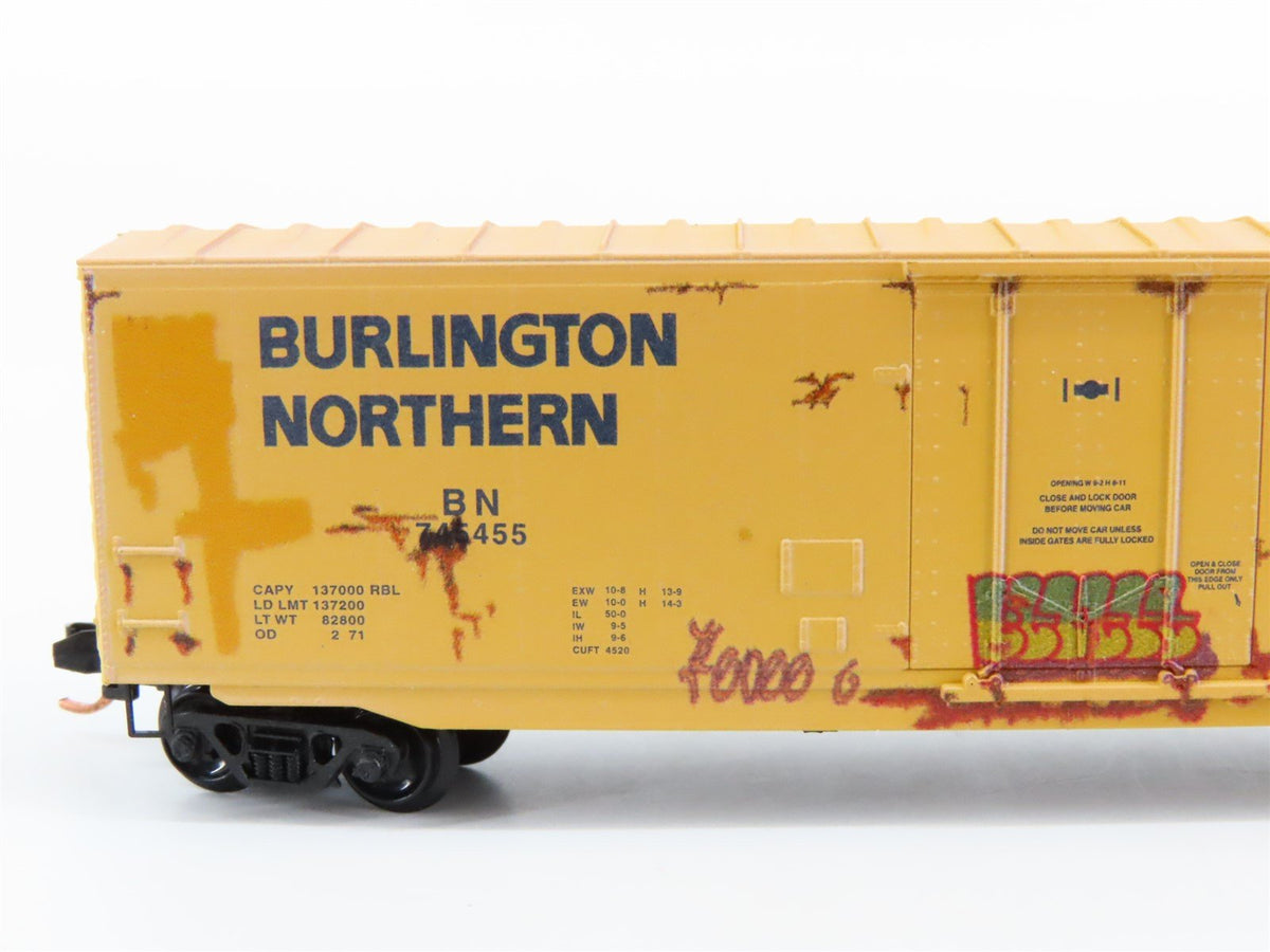 N Scale Micro-Trains MTL 03844162 BN 50&#39; Plug Door Box Car #745455 w/ Graffiti