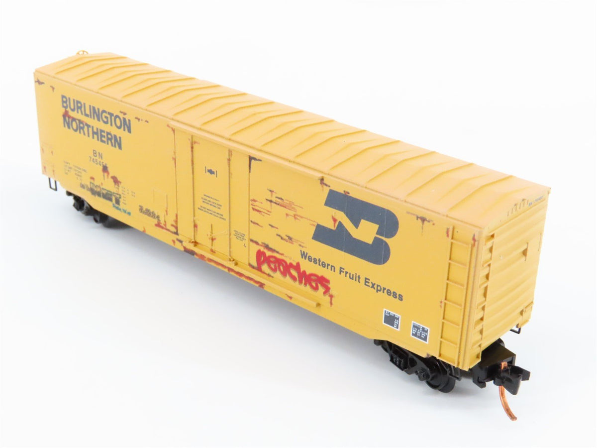 N Scale Micro-Trains MTL 03844162 BN 50&#39; Plug Door Box Car #745455 w/ Graffiti