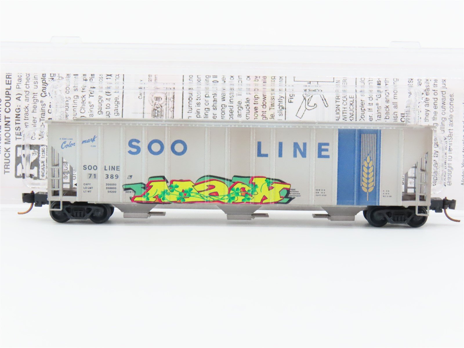 N Micro-Trains MTL #09944110 SOO Line 3-Bay Hopper #71389 - Weathered & Graffiti