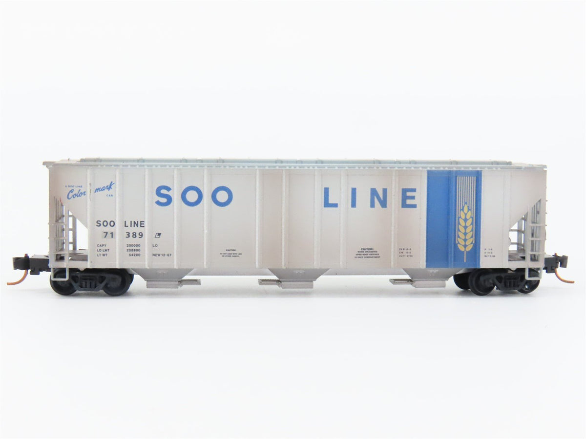 N Micro-Trains MTL #09944110 SOO Line 3-Bay Hopper #71389 - Weathered &amp; Graffiti