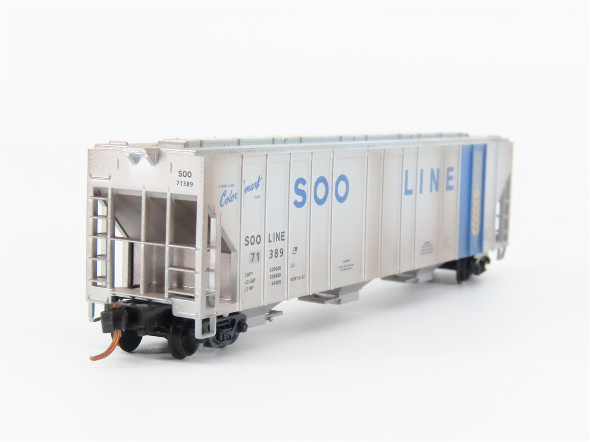 N Micro-Trains MTL #09944110 SOO Line 3-Bay Hopper #71389 - Weathered &amp; Graffiti