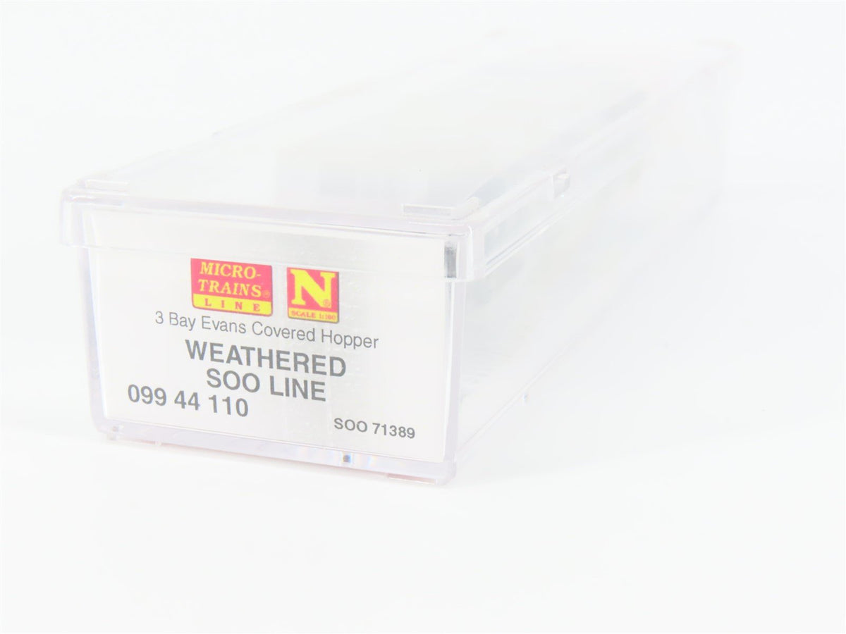 N Micro-Trains MTL #09944110 SOO Line 3-Bay Hopper #71389 - Weathered &amp; Graffiti