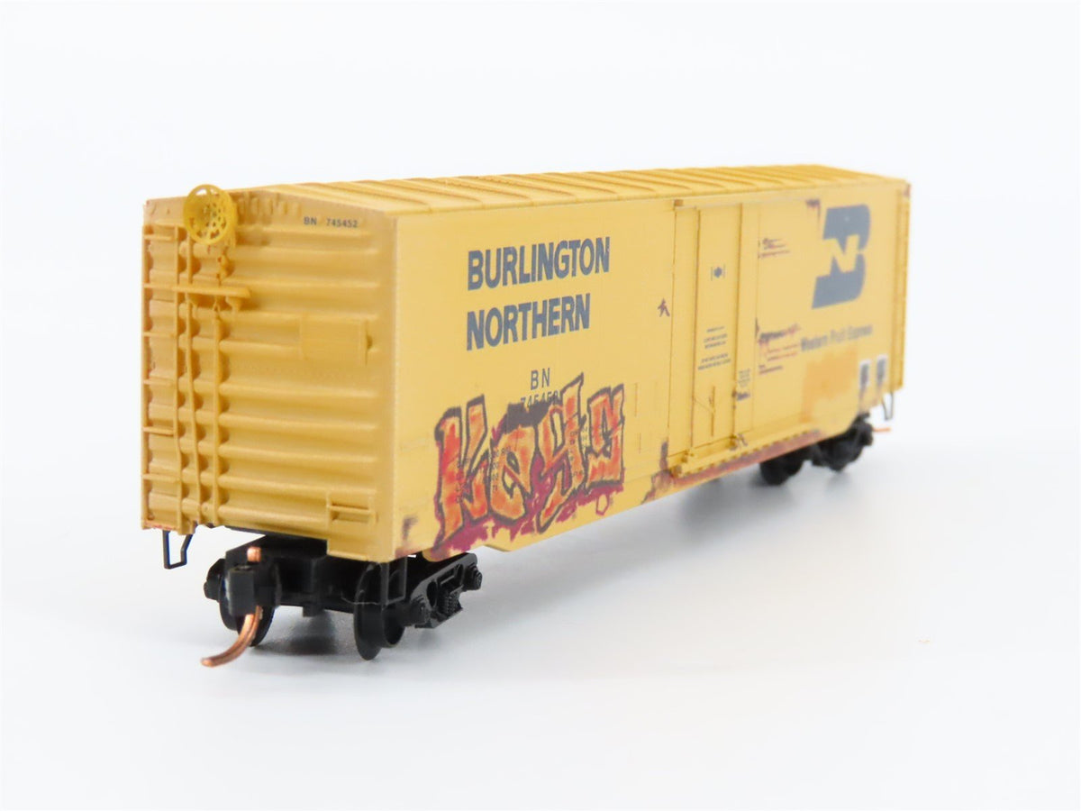 N Scale Micro-Trains MTL 03844161 BN 50&#39; Boxcar #745452 Weathered &amp; Graffiti