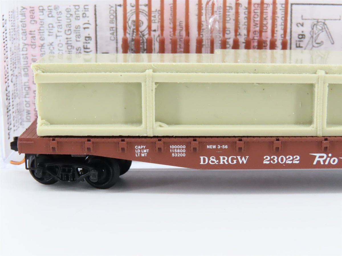 N Scale Micro-Trains MTL 04500060 DRGW Rio Grande 50&#39; Flatcar #23022 w/Load