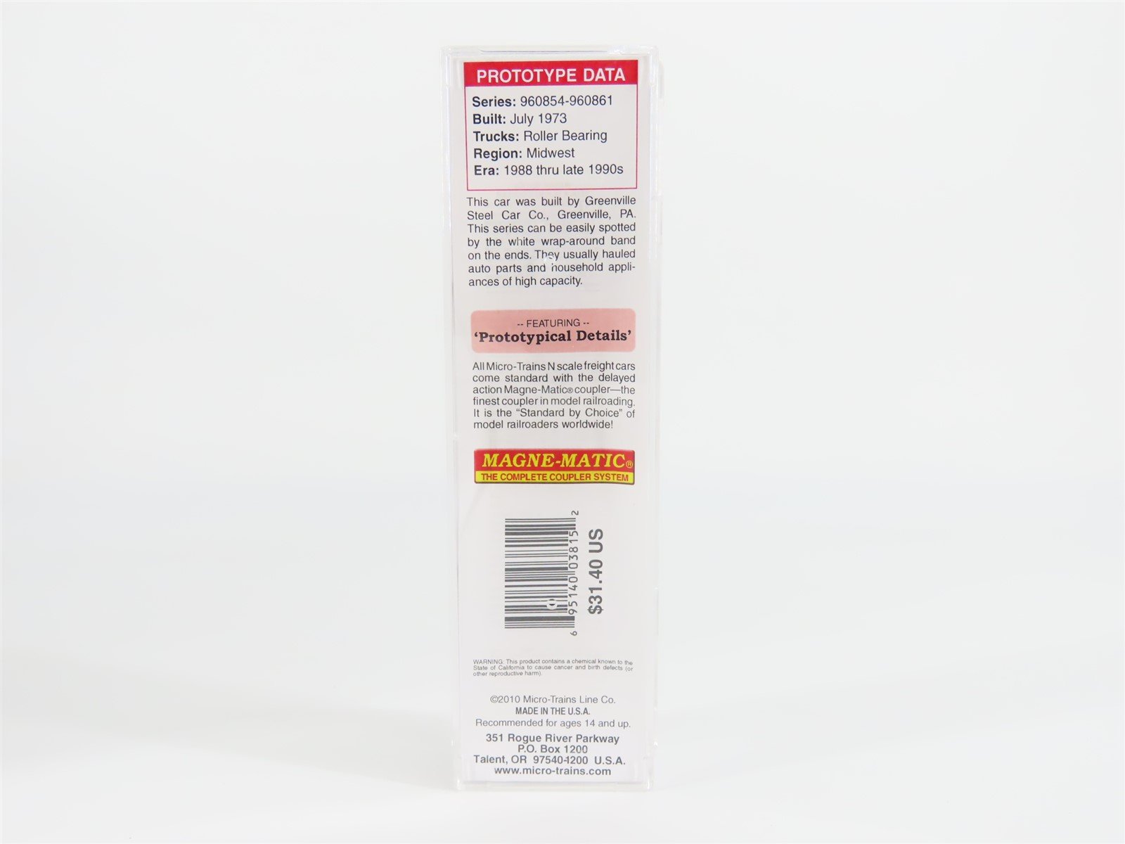 N Scale Micro-Trains MTL 10200020 UP Union Pacific Railroad 60' Box Car #960857