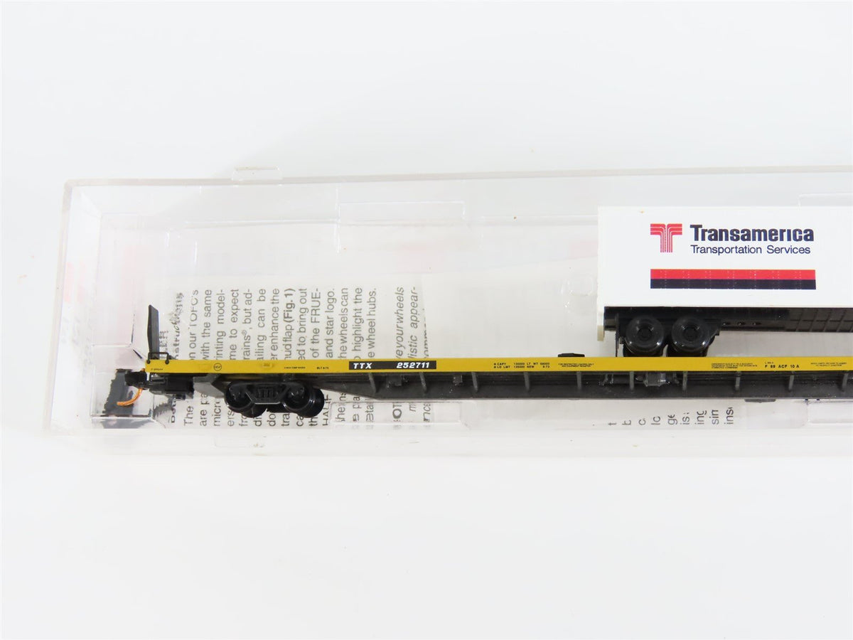 N Micro-Trains MTL 07100524 TTX Trailer Train 89&#39; 4&quot; Flat Car #252711 w/ Trailer