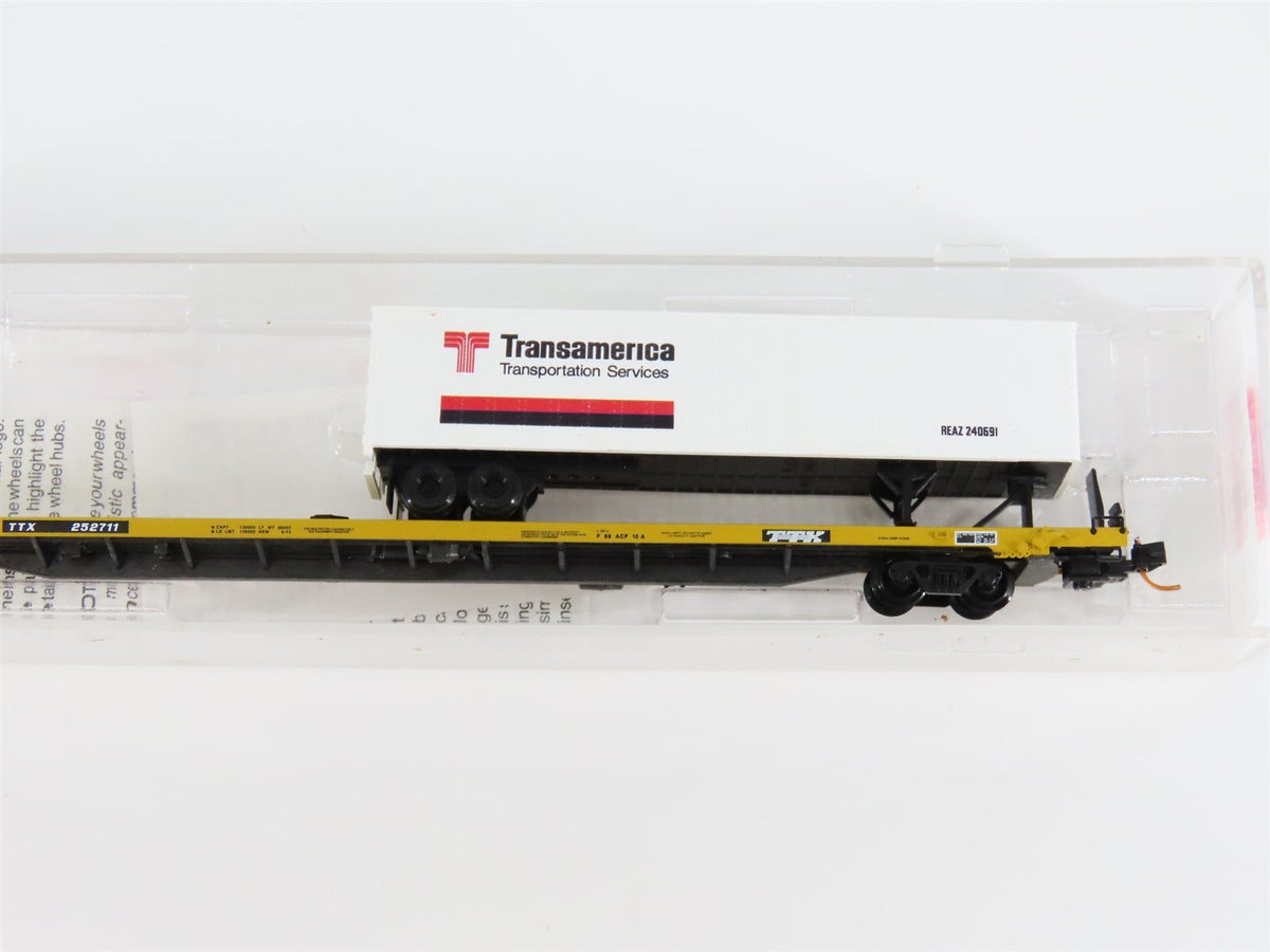 N Micro-Trains MTL 07100524 TTX Trailer Train 89&#39; 4&quot; Flat Car #252711 w/ Trailer