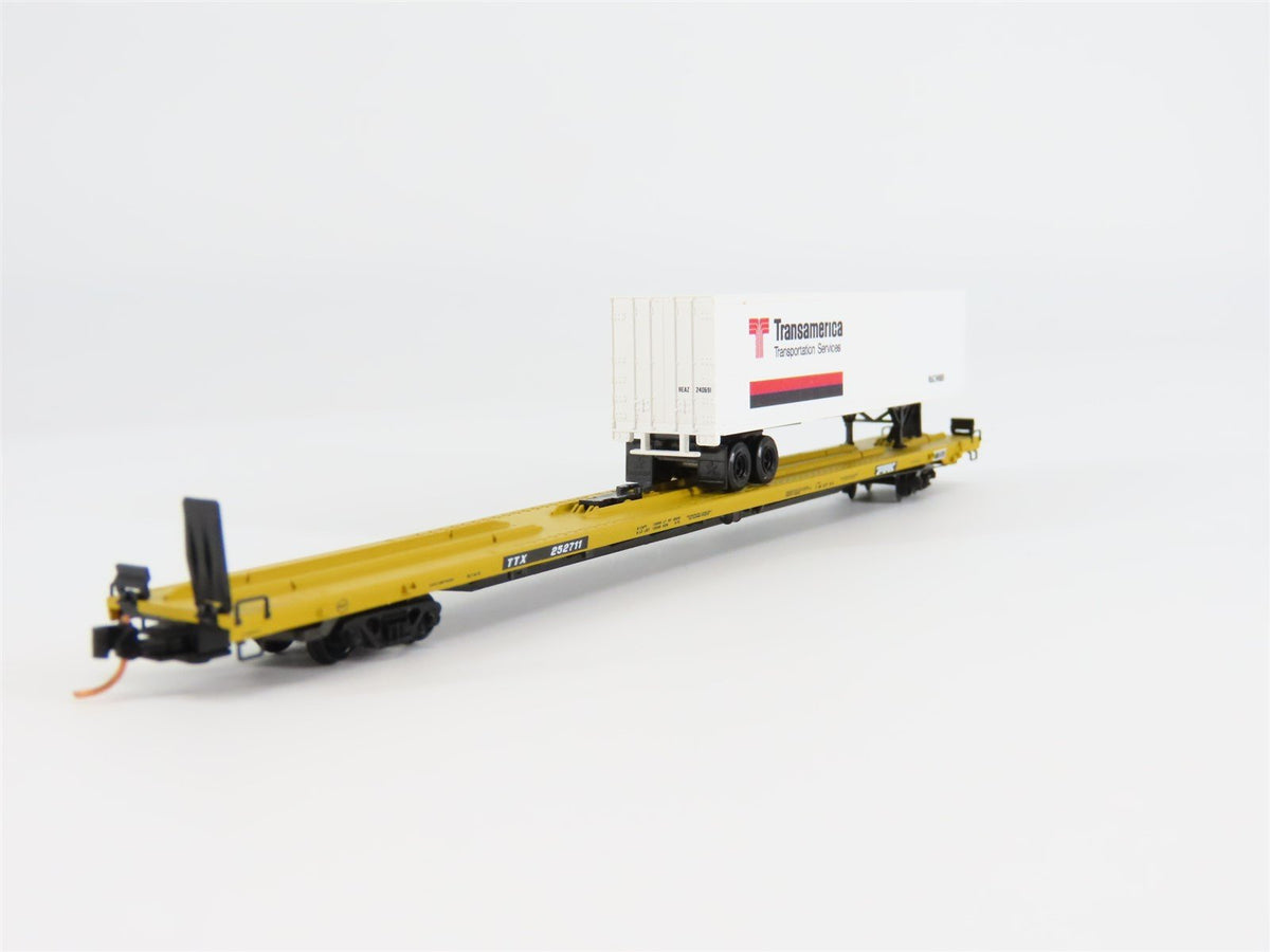 N Micro-Trains MTL 07100524 TTX Trailer Train 89&#39; 4&quot; Flat Car #252711 w/ Trailer