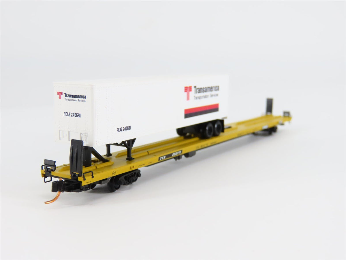 N Micro-Trains MTL 07100524 TTX Trailer Train 89&#39; 4&quot; Flat Car #252711 w/ Trailer